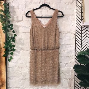 Sparkling Beaded Cache Mini Cocktail Dress